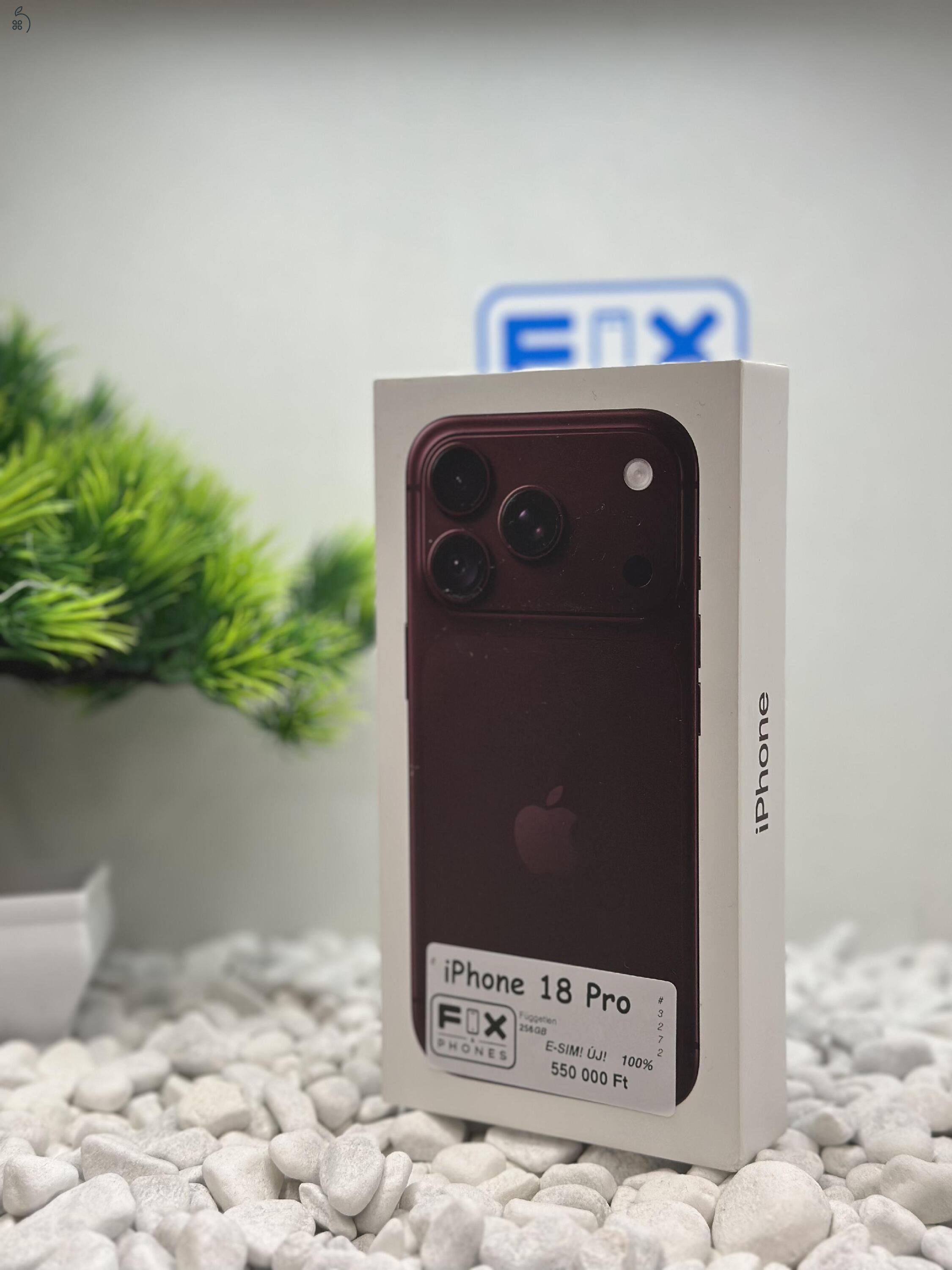 iPhone 18 Pro 256GB Független 100% akkumulátor Új, Bontatlan állapot