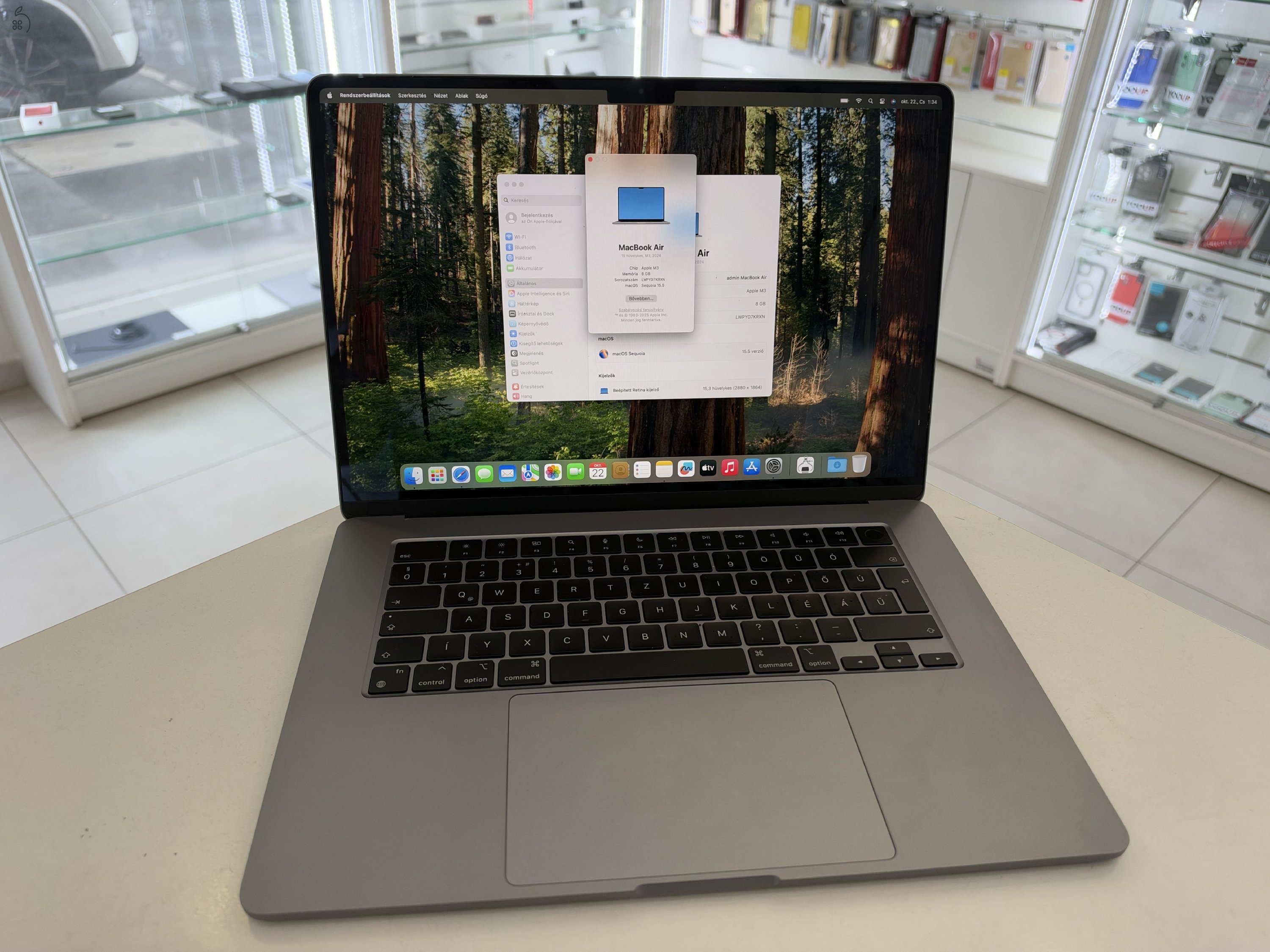 MacBook Air M3 15 8GB/256ssd/Hibátlan/1 hónap gar./Akku 99%/p5074