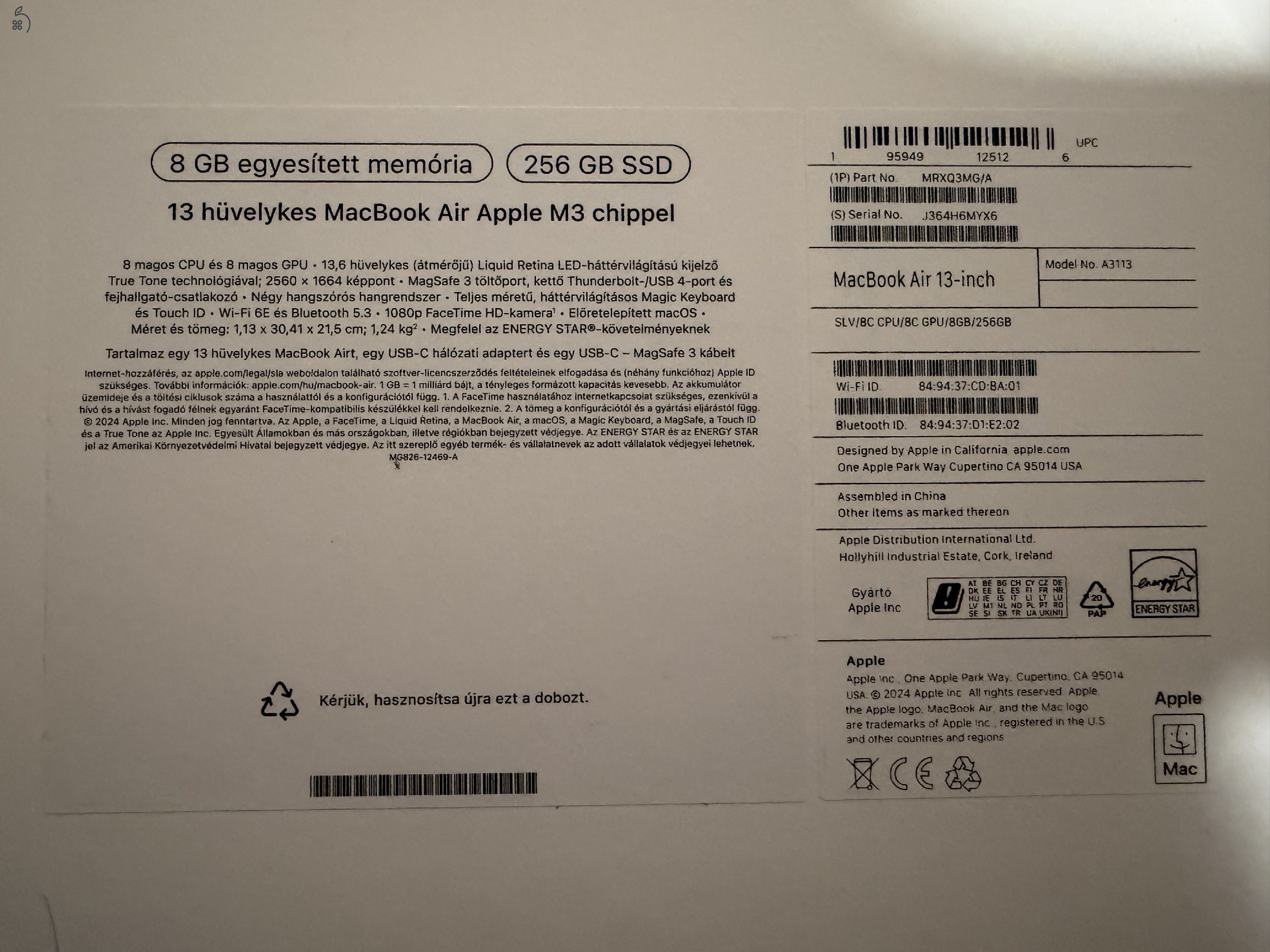 Apple MacBook Air M3 Silver – 13” (2024) 