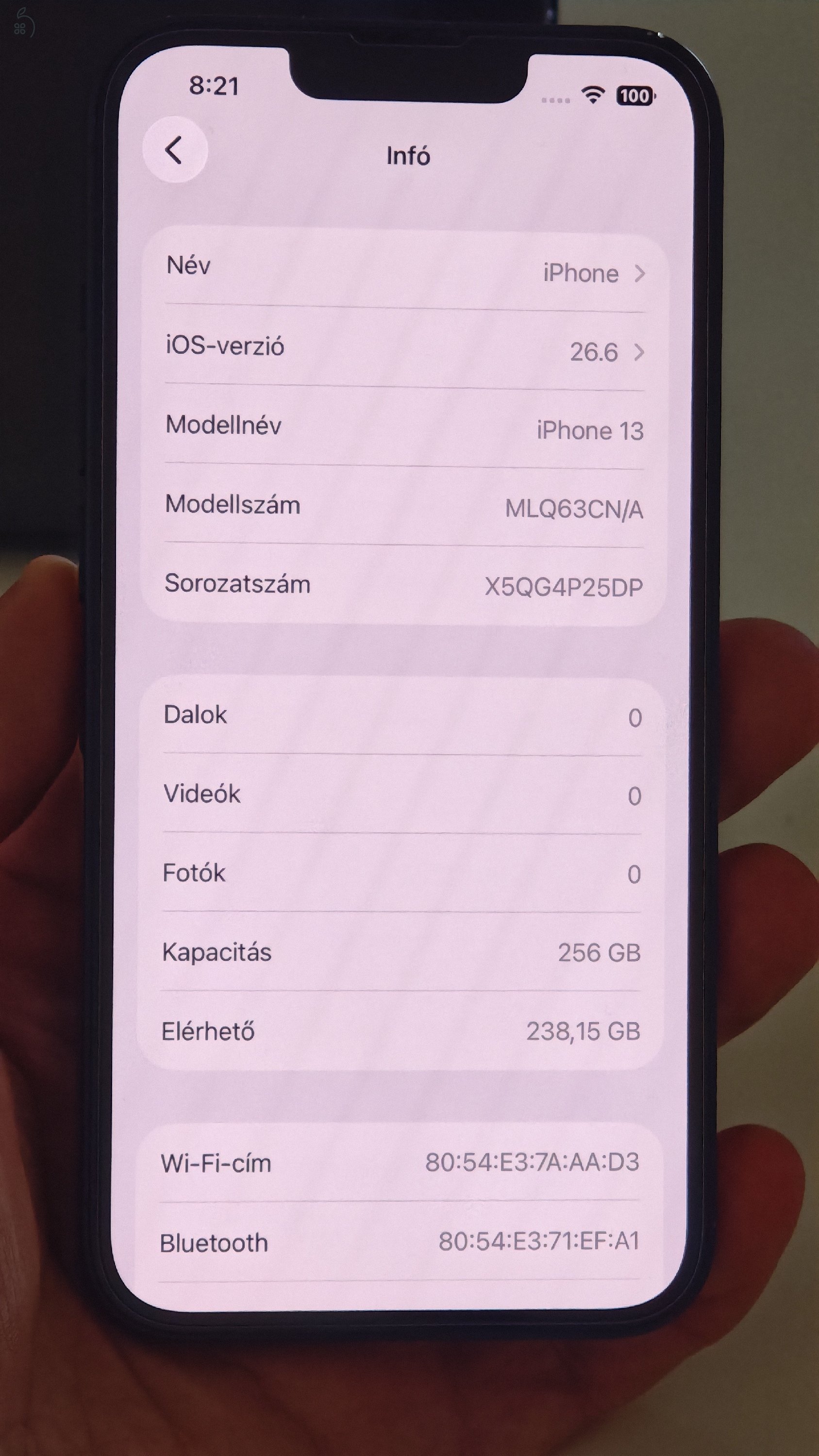 Iphone 13 - 256gb - 82% gyári akksi - Gyári független - Számlával igazolva
