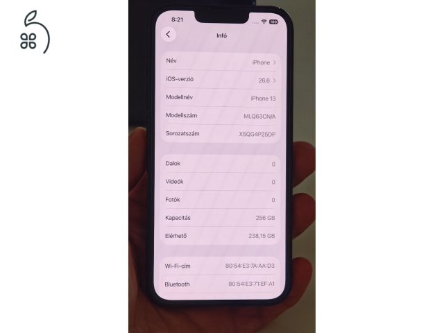 Iphone 13 - 256gb - 82% gyári akksi - Gyári független - Számlával igazolva
