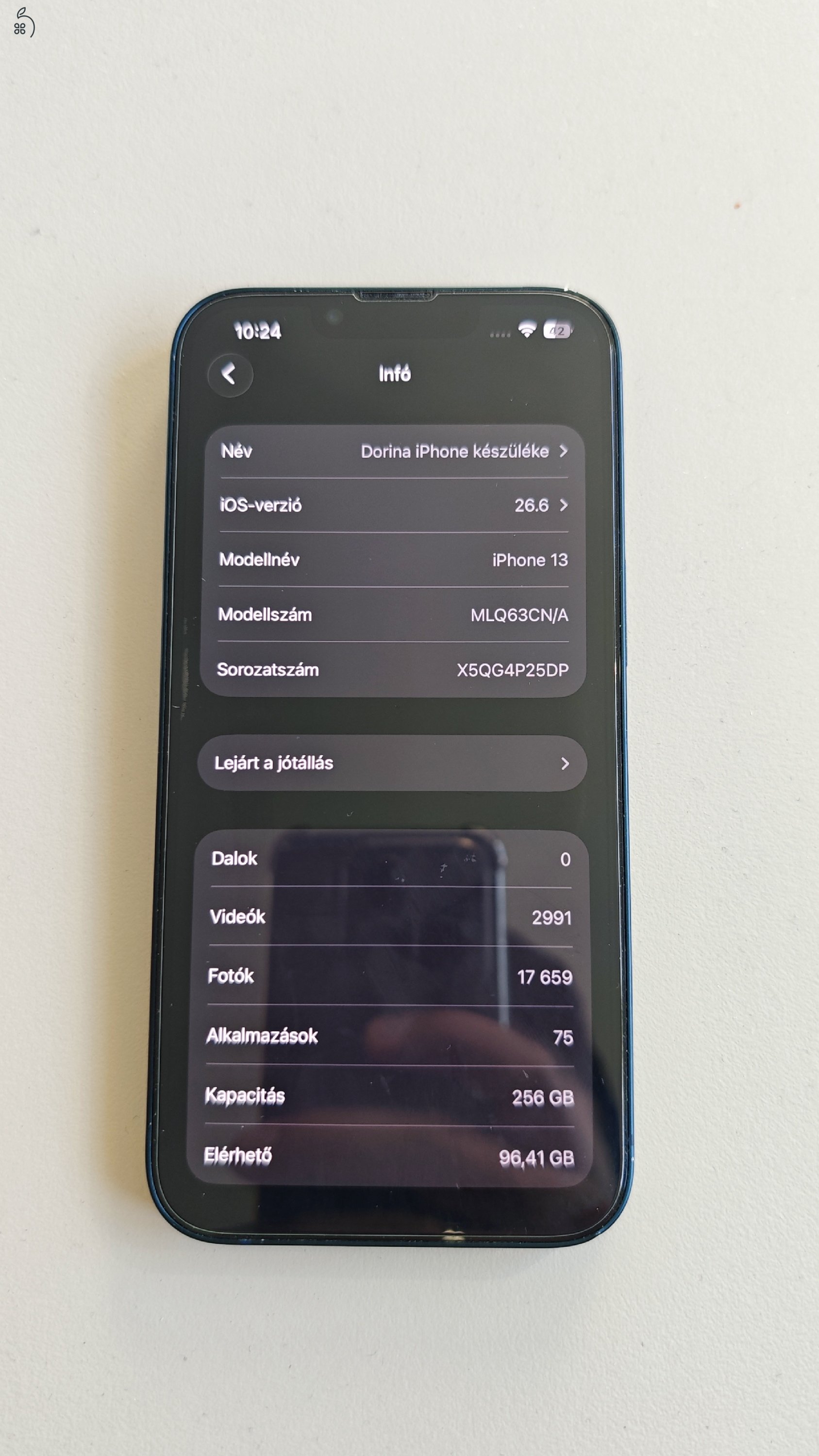 Iphone 13 - 256gb - 82% gyári akksi - Gyári független - Számlával igazolva