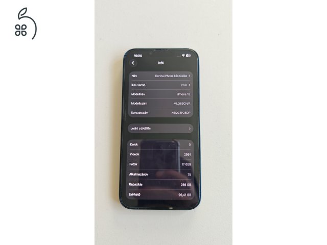 Iphone 13 - 256gb - 82% gyári akksi - Gyári független - Számlával igazolva