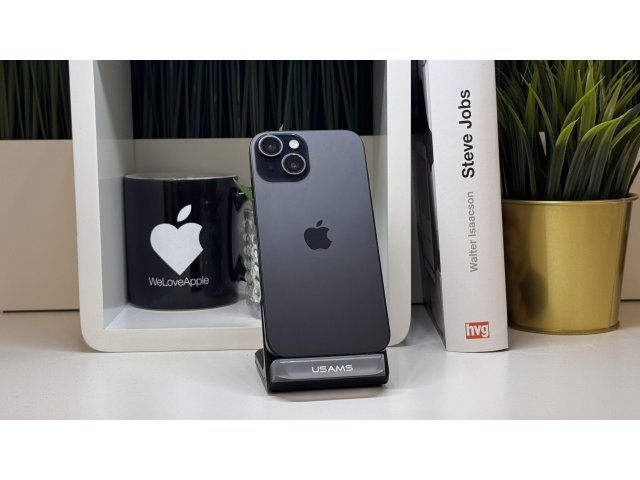 iPhone 15, 128GB, Fekete, Számla, 2 Év Garancia