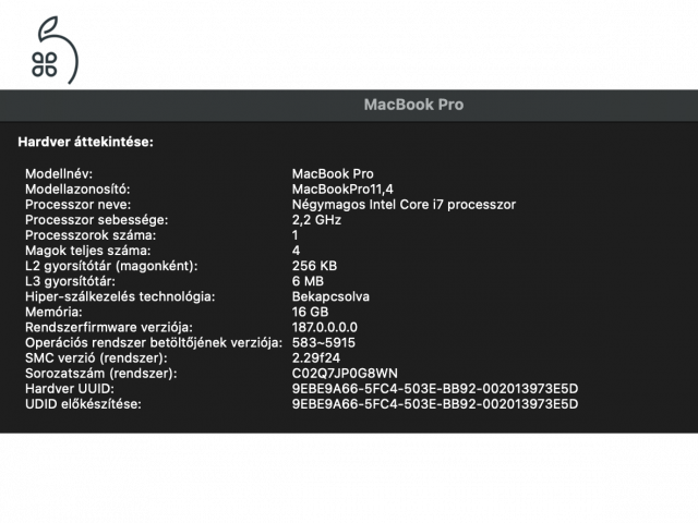 Apple MacBook Pro Retina 15 (2015) 16 GB RAM, i7 , 1 TB SSD Kiemelkedő állapot! 