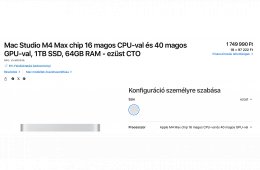 ÚJ Bontatlan AKCIÓ CTO Apple Mac Studio M4 Max 16cCPU/40cGPU / 64GB / 1TB SSD 1év Apple Garanciával