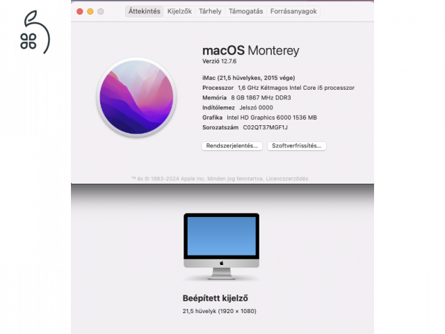 2015 -ös APPLE iMac 21,5