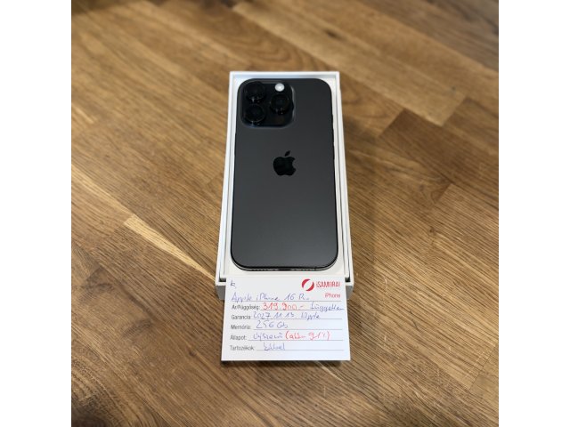 Apple iPhone 16 Pro - 256GB - Black Titan - Újszerű - 2027.11.13 Apple