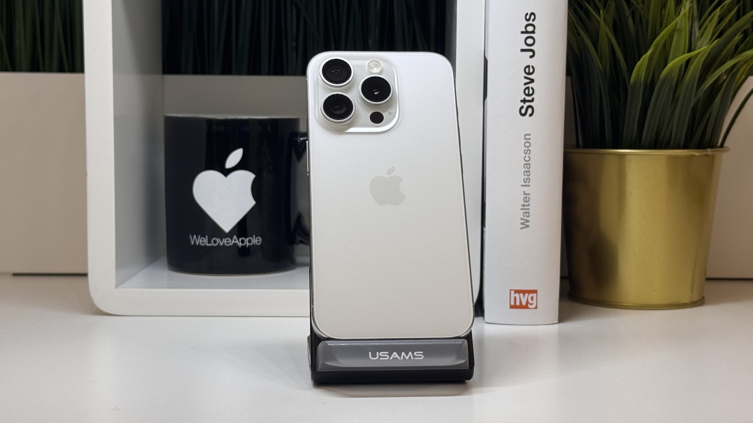 iPhone 15 Pro, 128GB, Fehér Titán, Számla, 2 Év Garancia