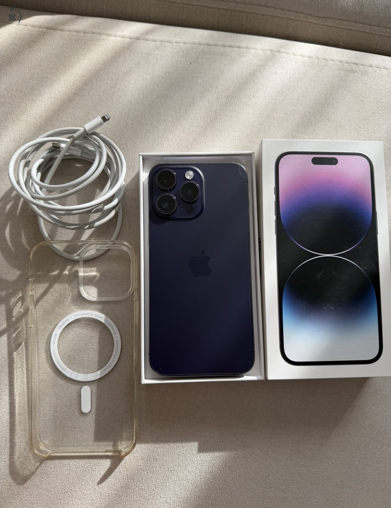iPhone 14 Pro Max 512GB – Deep Purple (Sötétlila) | Hibátlan működés, hátlapi töréssel, dobozával