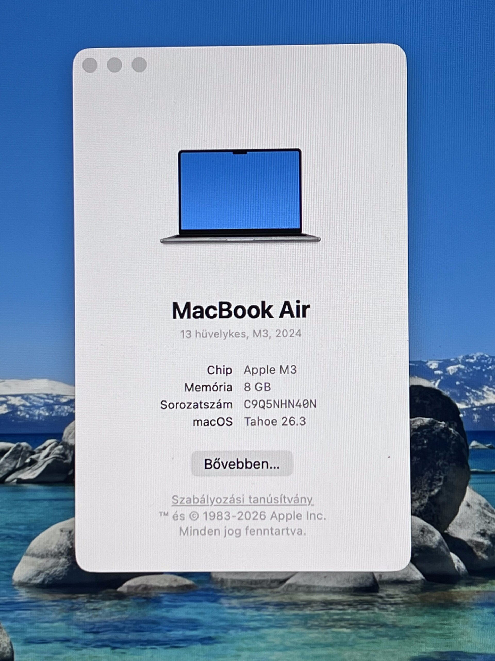 MacBook Air 2024 M3 13” 256GB 2 ÉV Garanciával Számlával