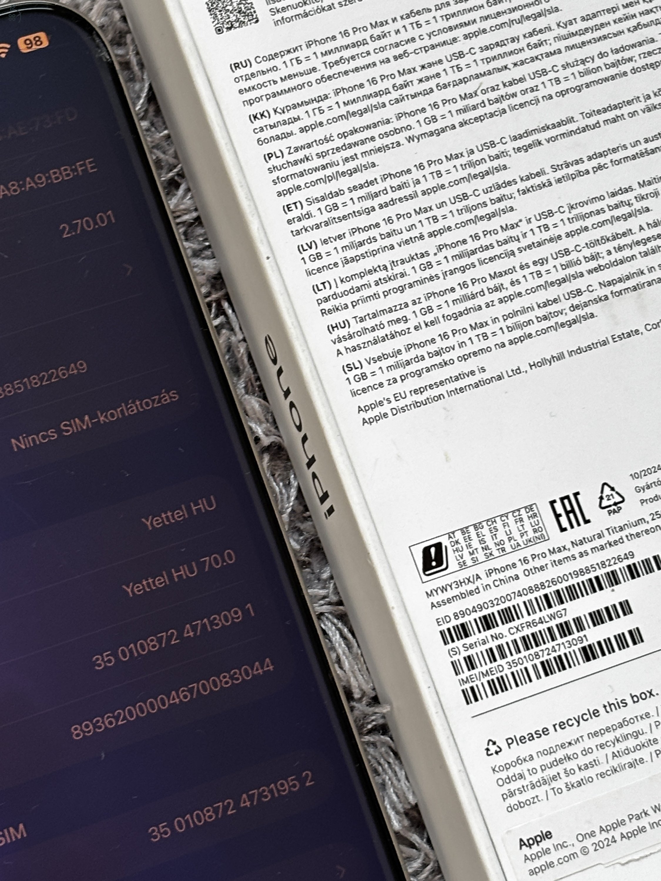 Iphone 16 Pro Max 256GB Natural Titan 93%