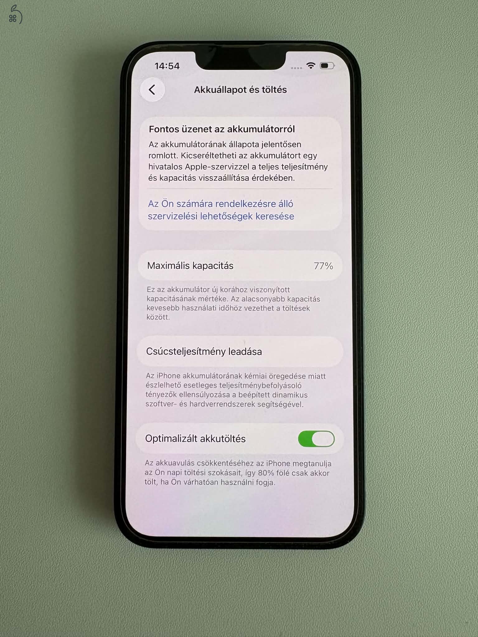 iPhone 13 128GB zöld - gyönyörű, jó állapotú, független
