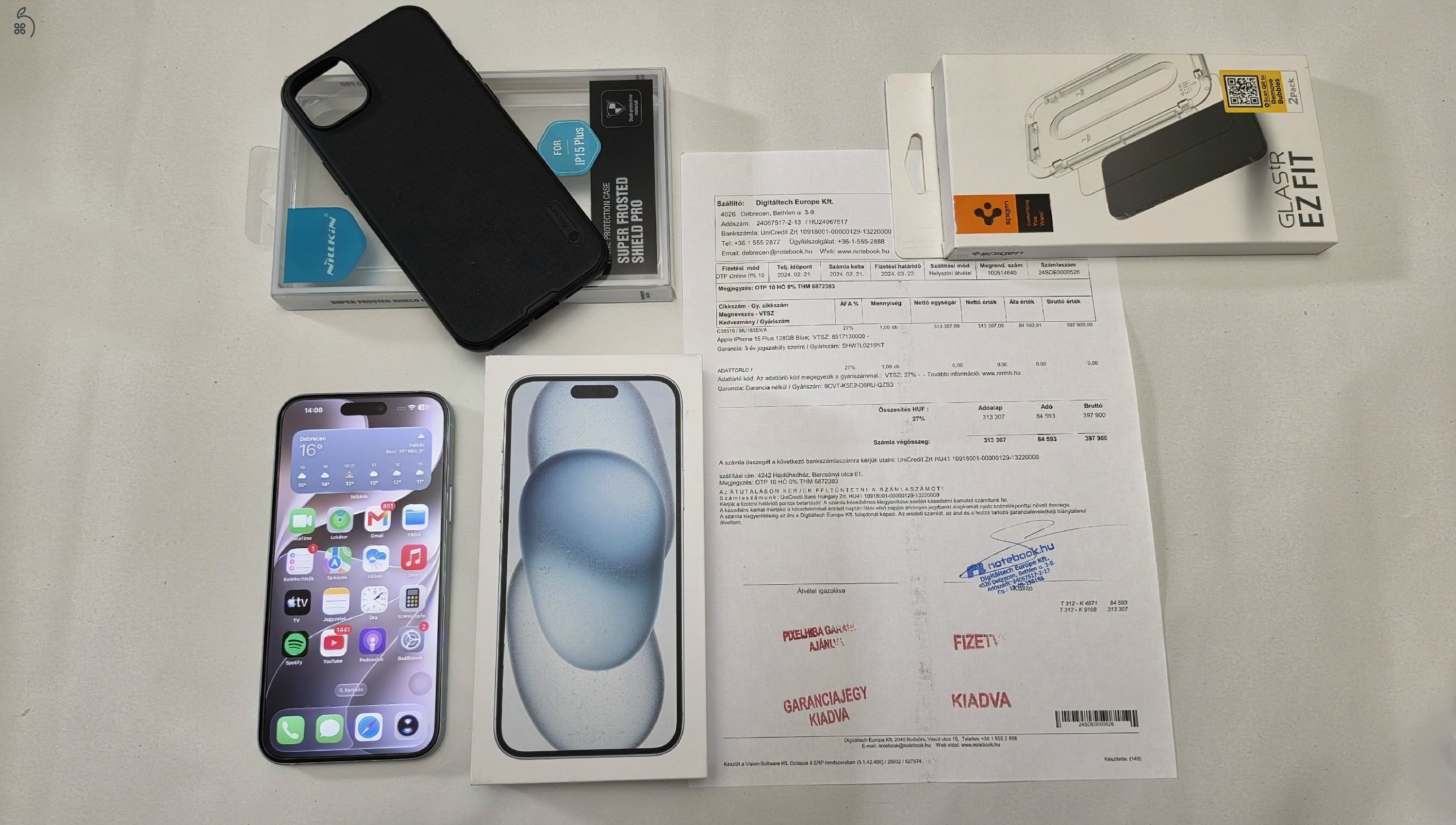 Iphone 15 Plus 128GB Blue újszerű állapotban eladó Debrecenben
