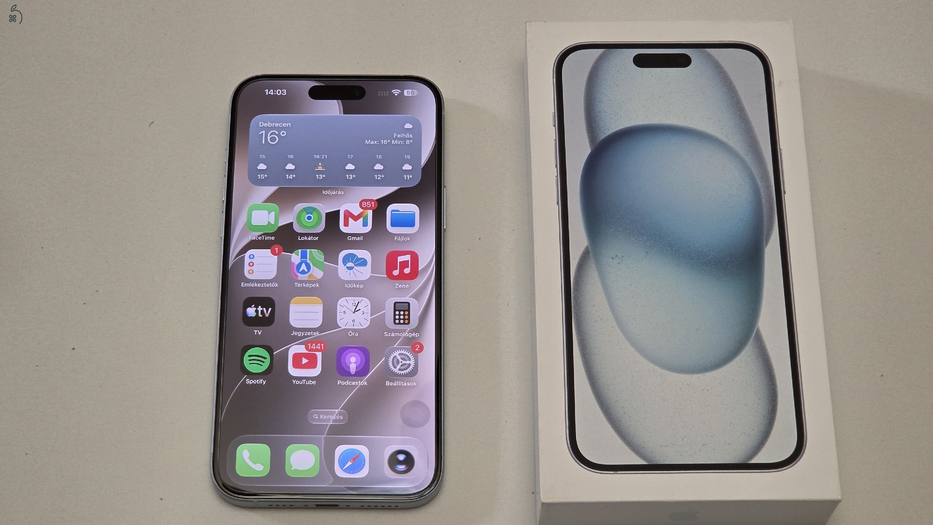 Iphone 15 Plus 128GB Blue újszerű állapotban eladó Debrecenben