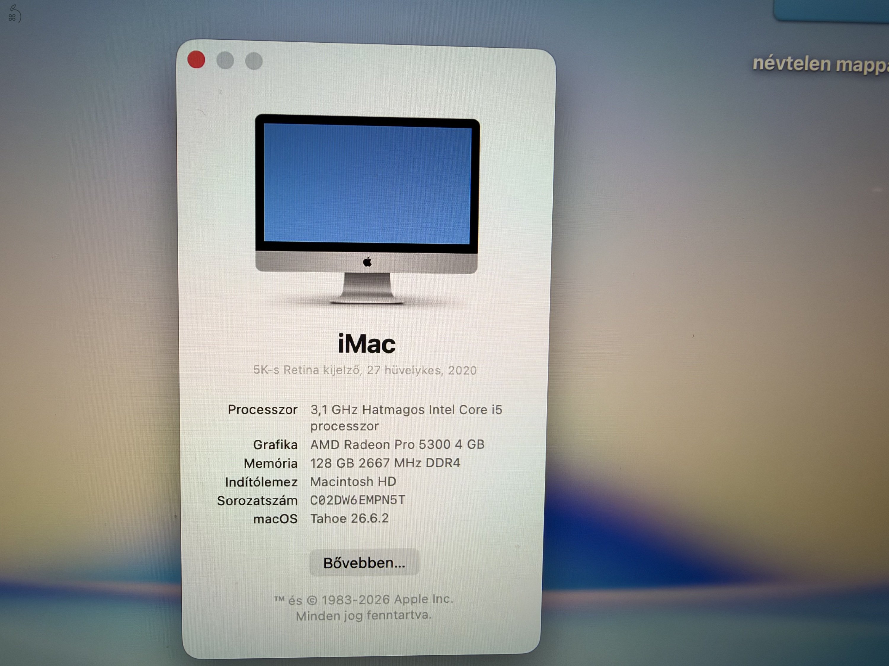 iMac (5K-s Retina kijelző, 27 hüvelykes, 2020)