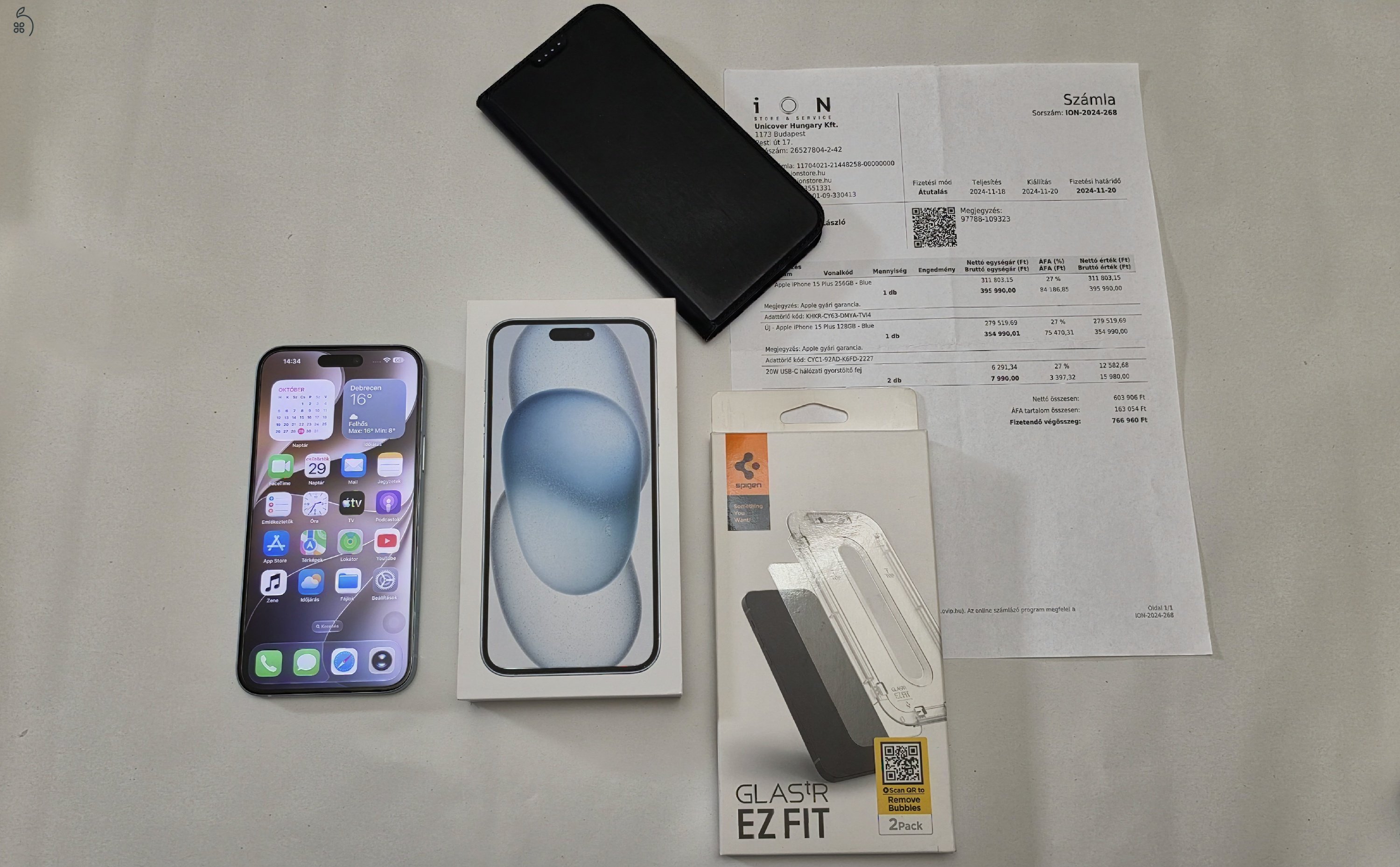 Iphone 15 Plus 128GB Blue újszerű állapotban eladó Debrecenben