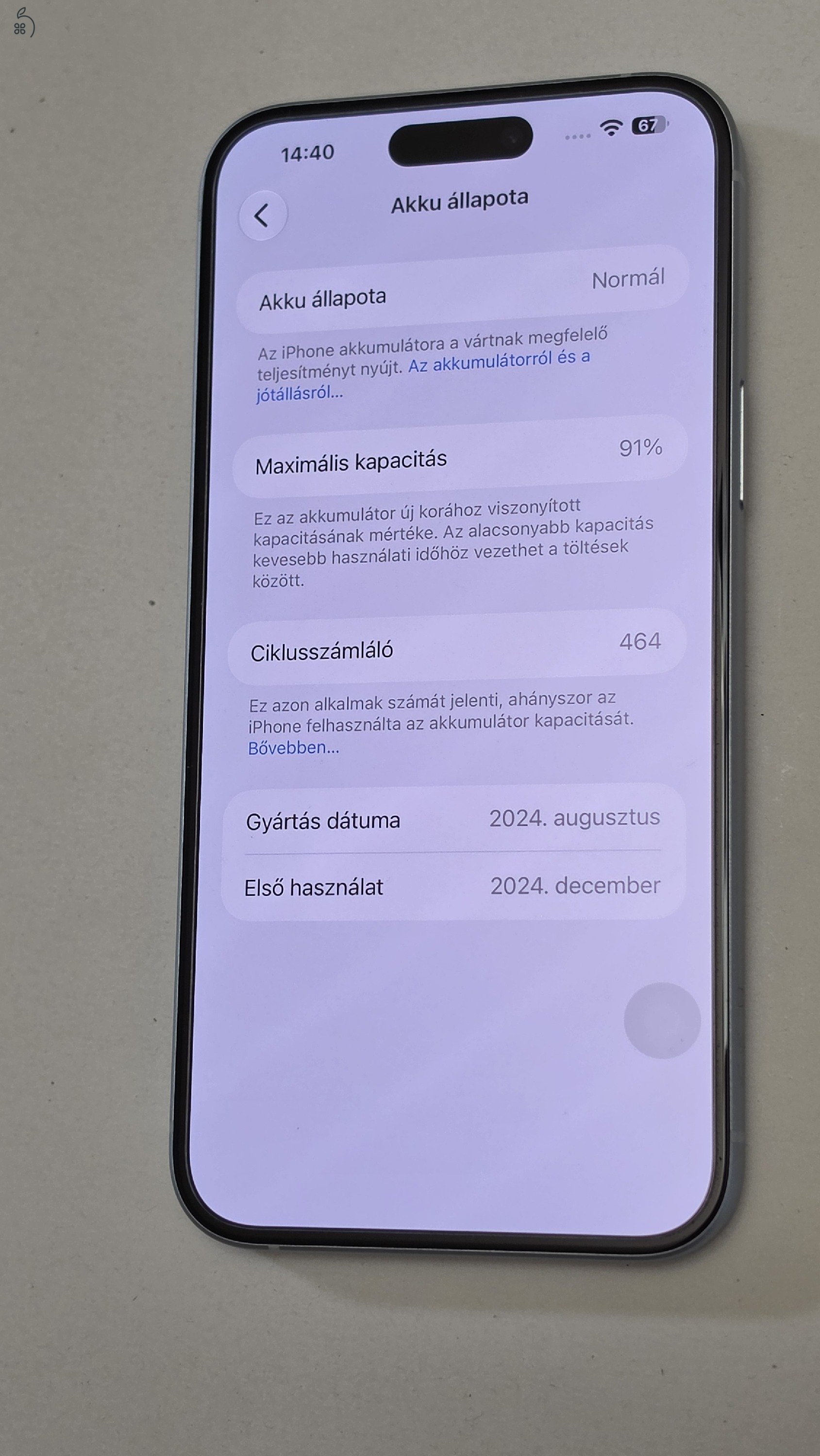 Iphone 15 Plus 128GB Blue újszerű állapotban eladó Debrecenben