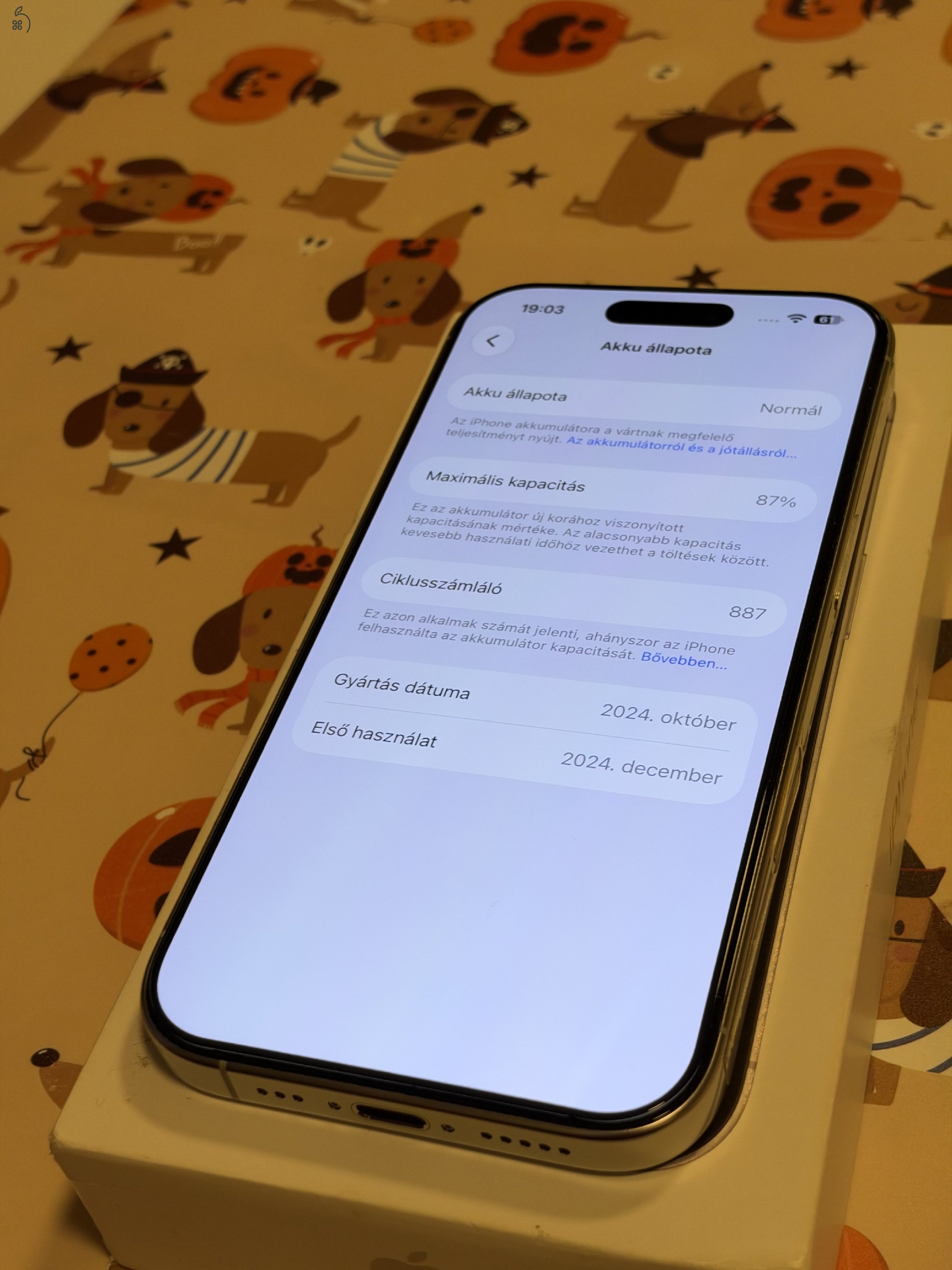 Iphone 16 Pro 128GB Fehér Titánium Újszerű Állapotú