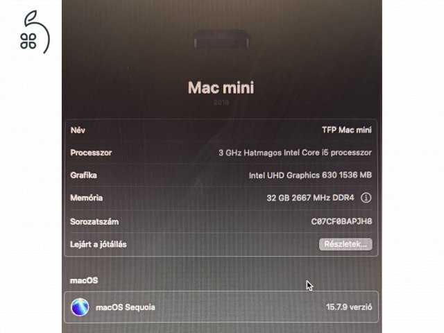 Mac mini 2018 asztoszürke