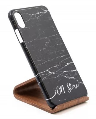 CR - iPhone XS Max Fekete márványos iON Store feliratos műanyag telefontok