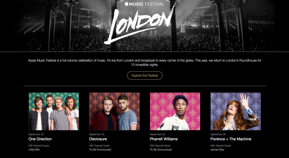 Pharrell Williams és a One Direction is fellép az Apple Fesztiválon