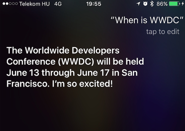 Siri elárulta mikor lesz a WWDC!