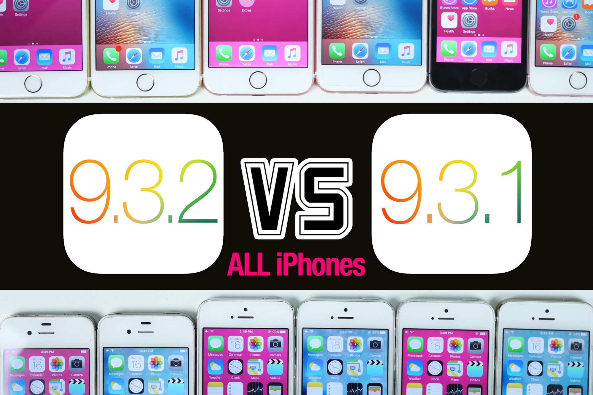 iOS 9.3.1 vs  iOS 9.3.2  [videó]