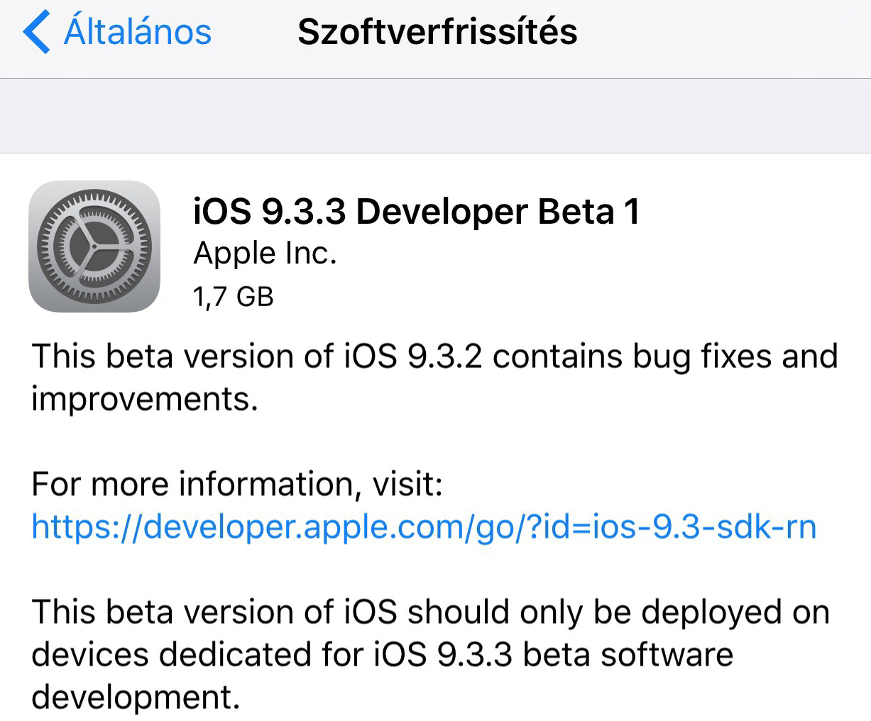 Már elérhető az iOS 9.3.3 béta