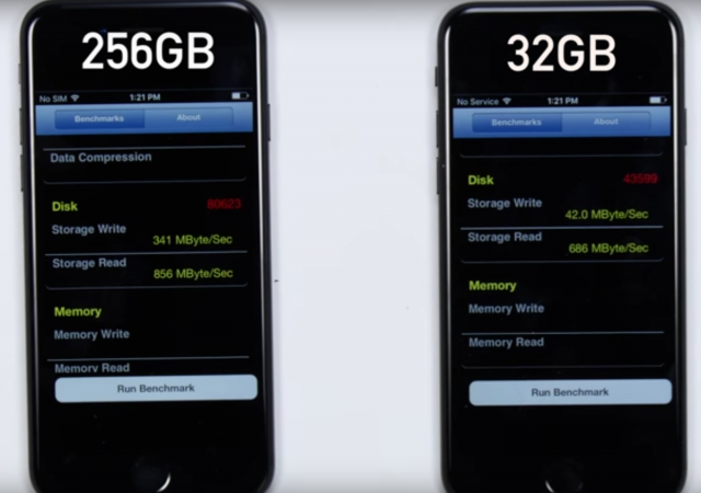 A 32 gigás iPhone 7 modellek lassabbak, mint nagyobb kapacitású társaik [videó]