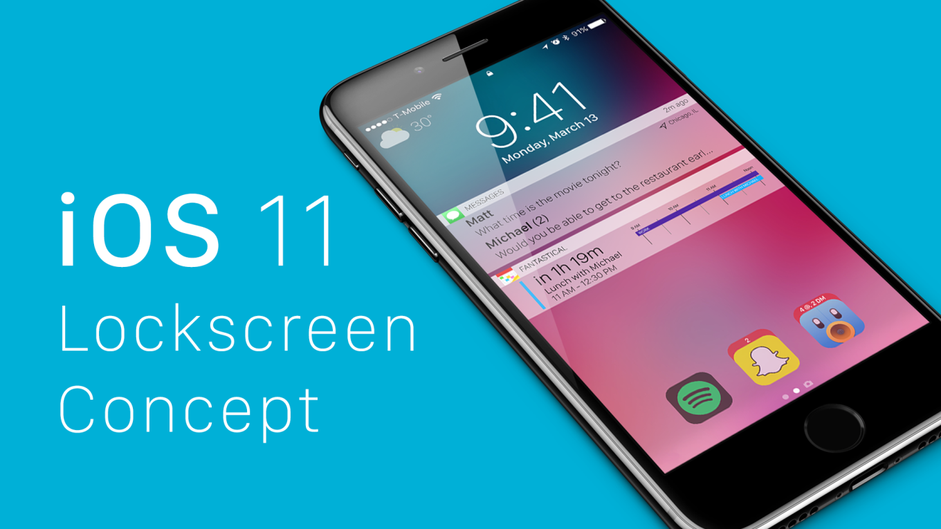 iOS 11 koncepció a zárolt képernyőről
