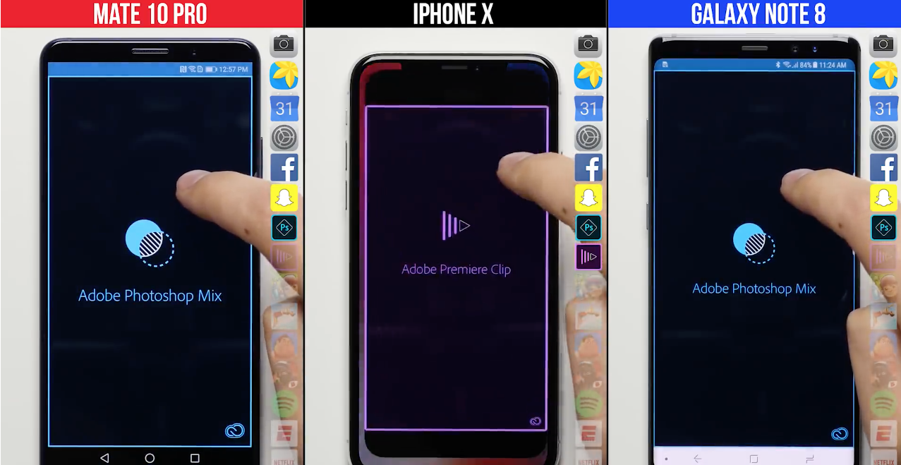 Huawei Mate 10 Pro vs iPhone X vs Galaxy Note 8 sebességteszt [videó]