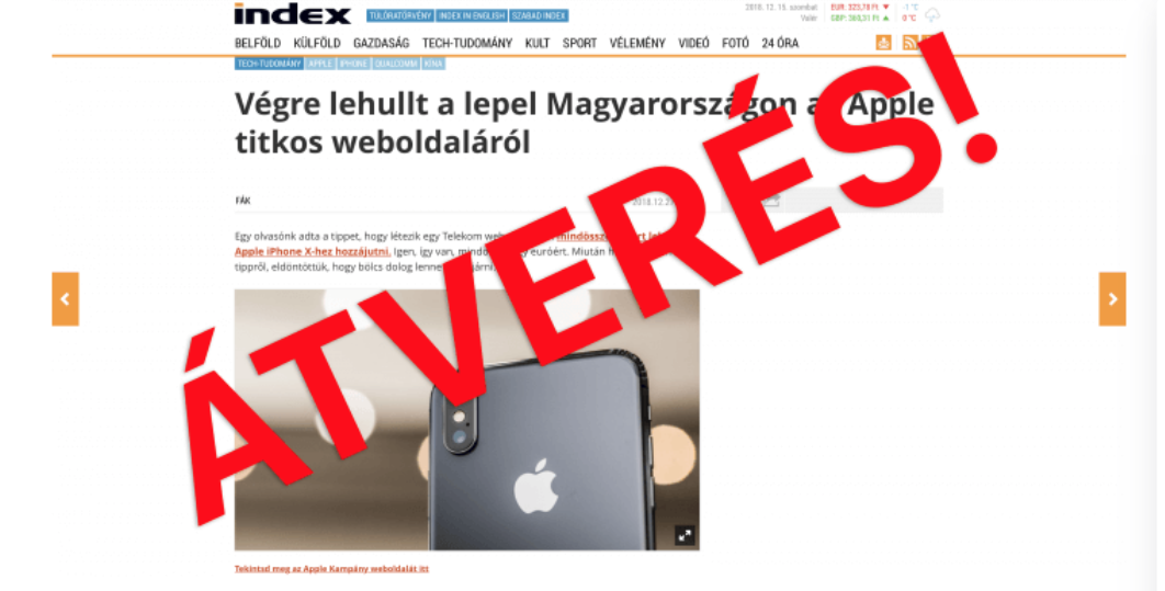 Nincs “titkos” Apple vagy Telekom weboldal, amin 1 euróért kapnál iPhone X-et