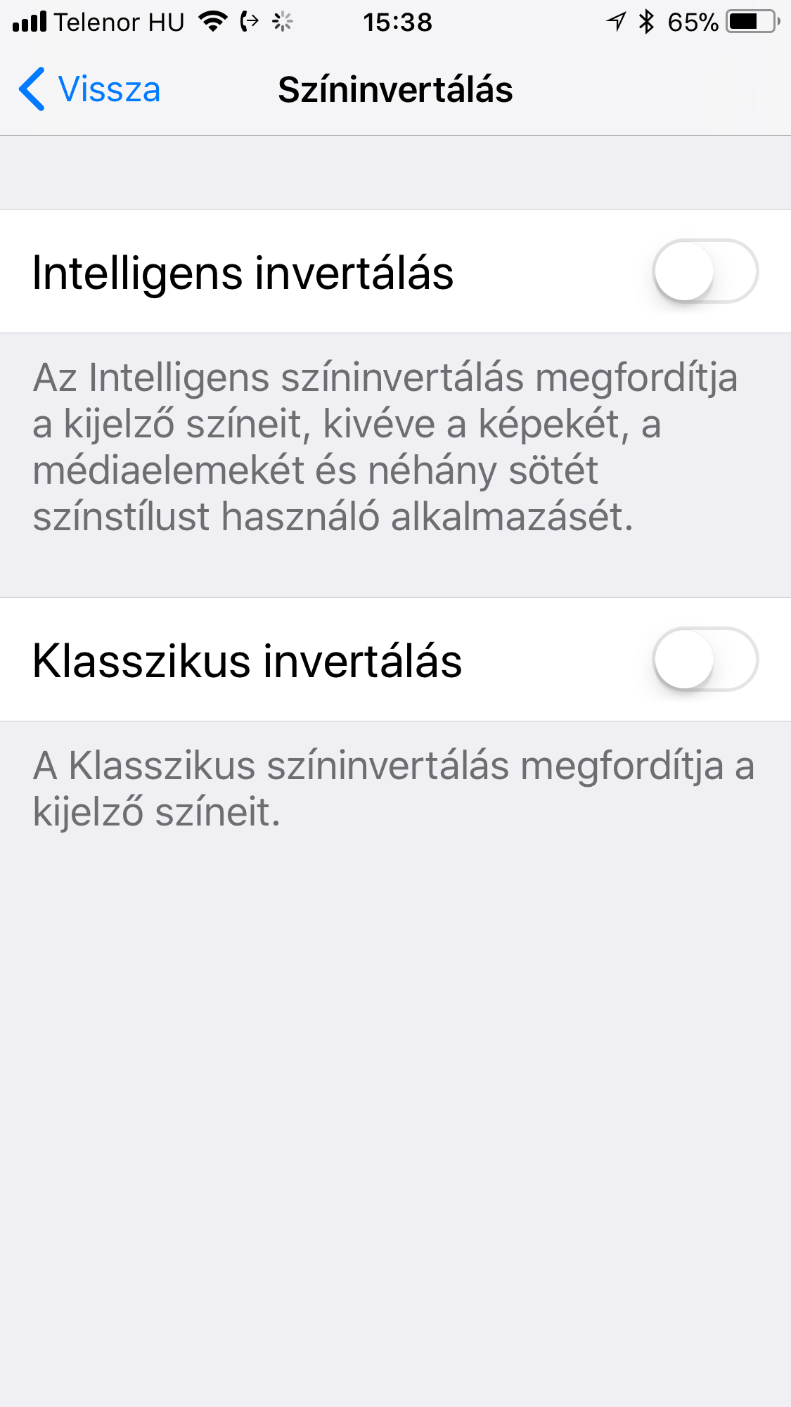 Dark Mode vagy Intelligens invertálás ON