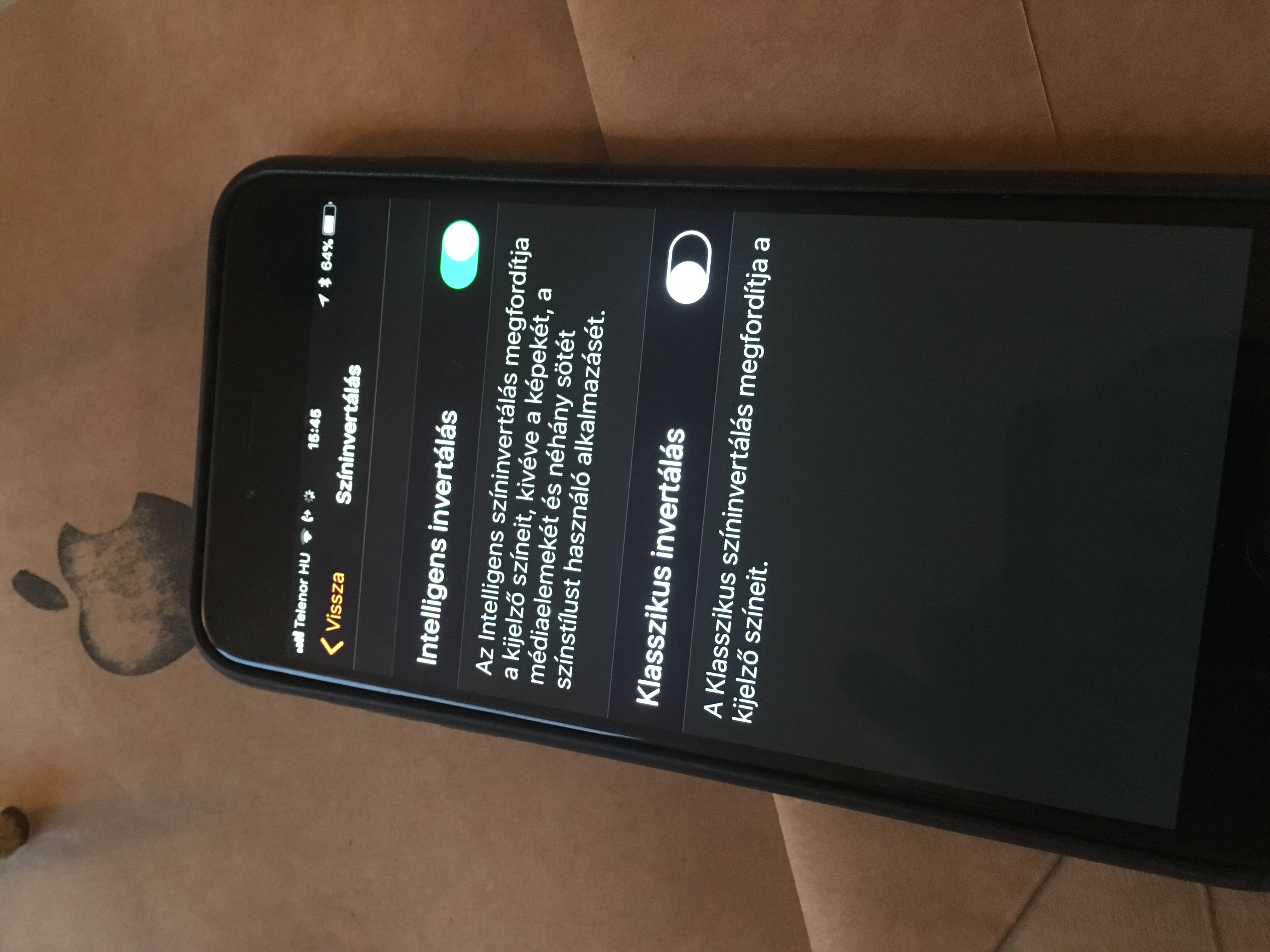 Dark Mode vagy Intelligens invertálás ON