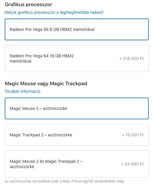 Grafikus processzor és Magic Mouse vagy Magic Trackpad