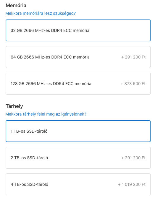 Memória és tárhely